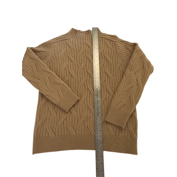 Romeo & Juliet Couture Women's Tan Cable Knit Mock Neck Sweater Size Medium - Picture 8 of 10